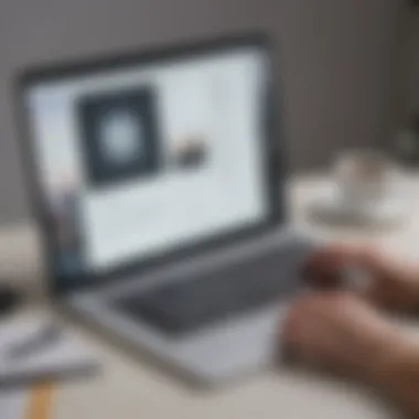 Showcasing Note-Taking Software Features User showcasing features of note-taking software on a laptop