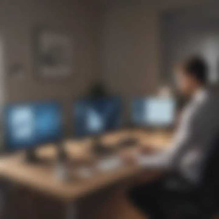 Business professionals collaborating remotely with software