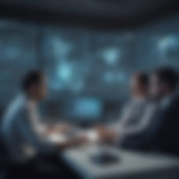 Business team discussing cybersecurity strategies