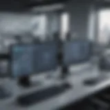 A modern office setup showcasing cybersecurity tools