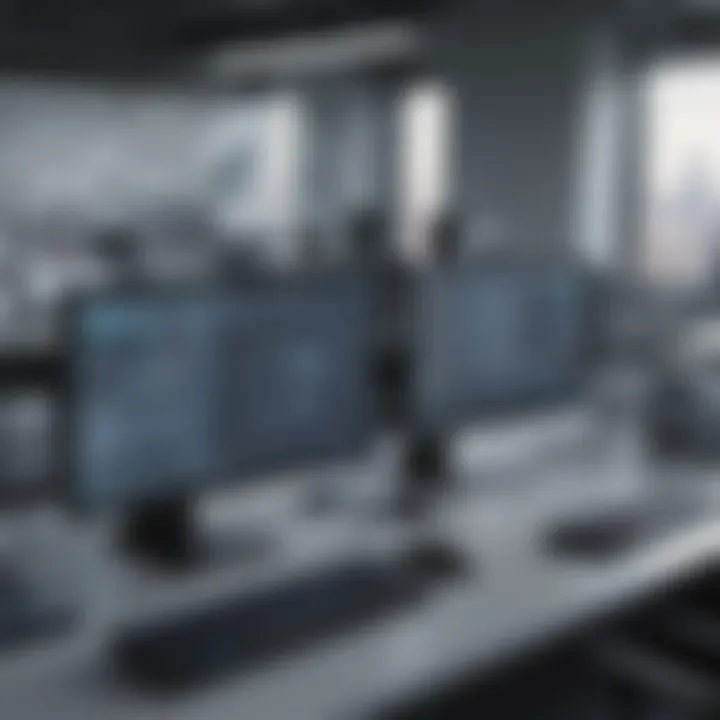 A modern office setup showcasing cybersecurity tools