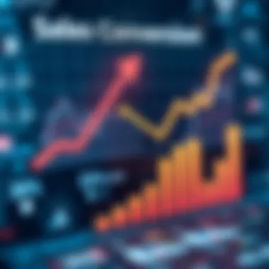 An abstract visualization of sales conversion metrics and engagement rates.
