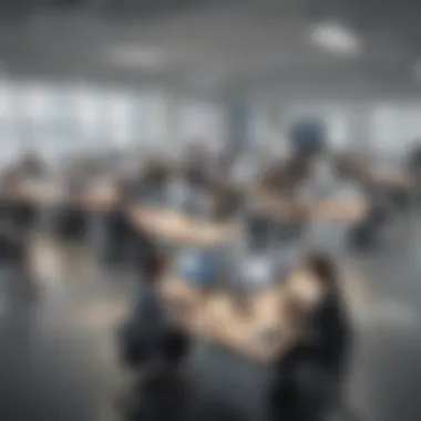 A workspace with employees engaging on a kudos platform.