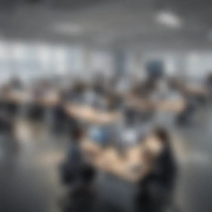 A workspace with employees engaging on a kudos platform.