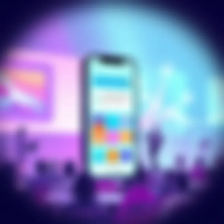 Showcasing Key Features of Event Apps A vibrant event app interface showcasing features