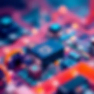 An abstract representation of integration platforms with vibrant colors