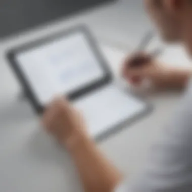 Stylus Note-Taking Experience User taking notes on a tablet with stylus