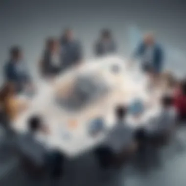 A team collaborating using modeling software to make strategic decisions
