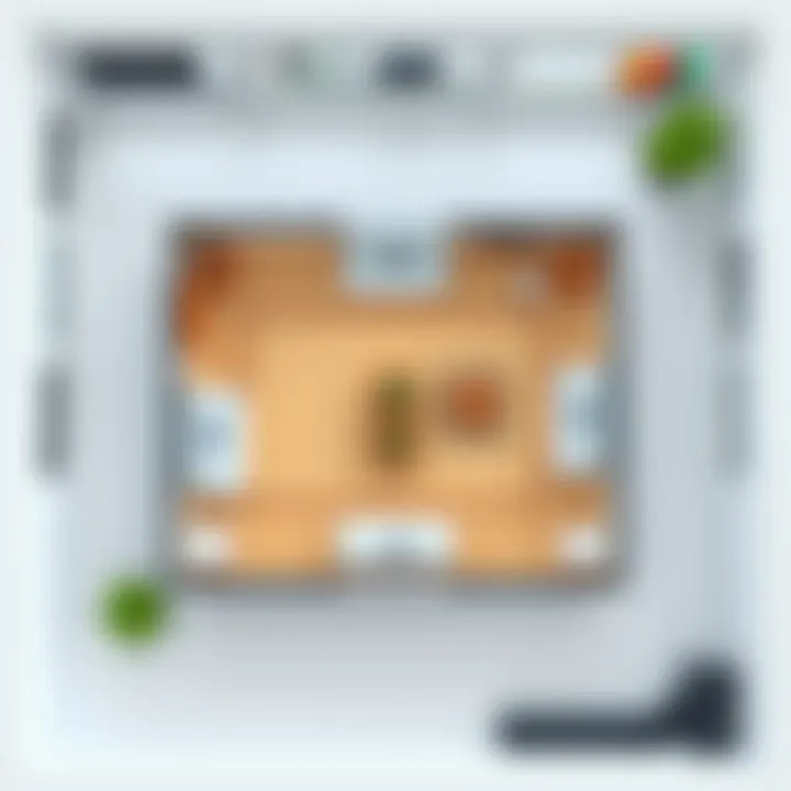 Floor Plan Layout and Furniture Arrangement Detailed view of a floor plan layout with furniture arrangement