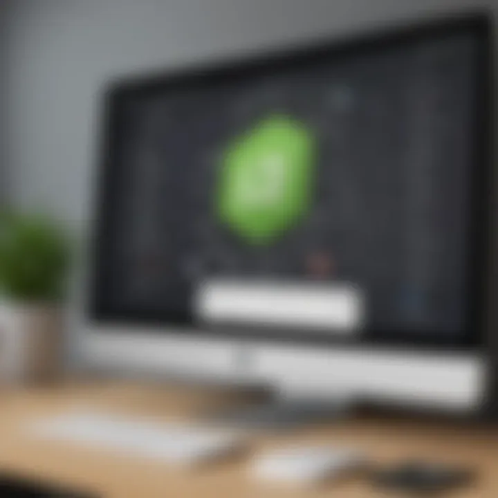 A professional workspace showcasing GoDaddy email integration with various business tools.