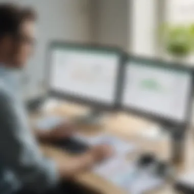 Data Analysis with Sage Software Tools Accountant analyzing data with Sage software tools
