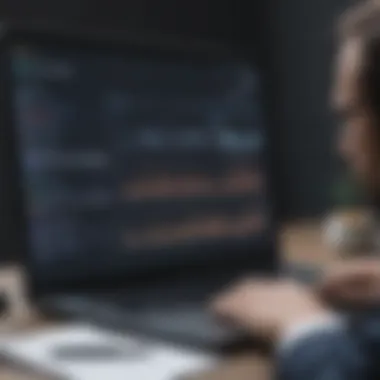 Analyzing Search Trends A business professional analyzing search trends on a laptop