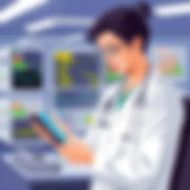 Healthcare professional utilizing mobile app for patient data monitoring