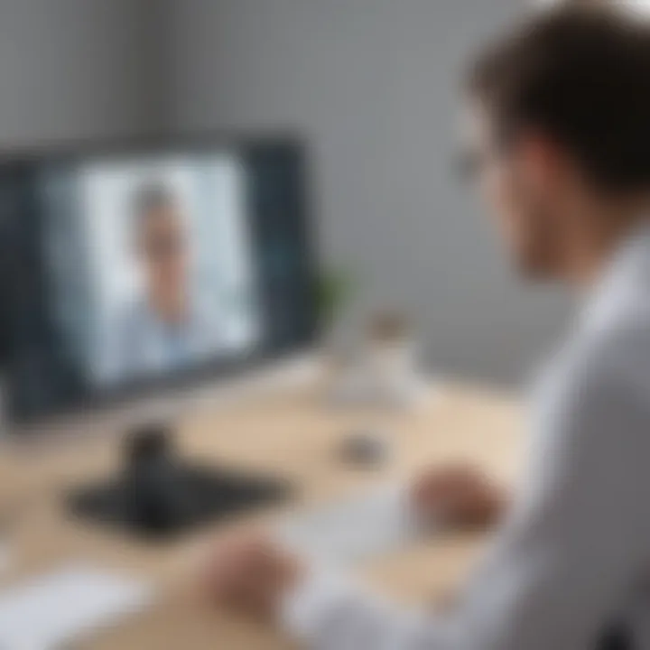 A professional consulting with a patient via telehealth software