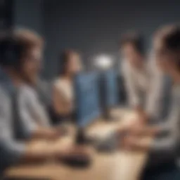 An illustration of a team collaborating on customer service strategies
