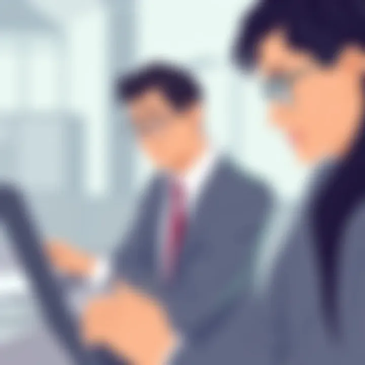 Business professionals using Venngage on laptops